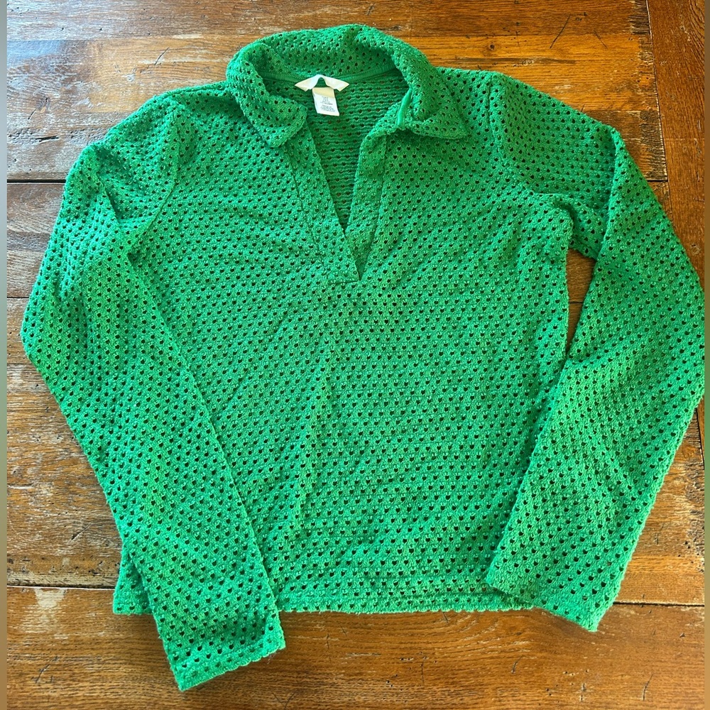 H&M Vibrant Green Crochet Knitwear, size small